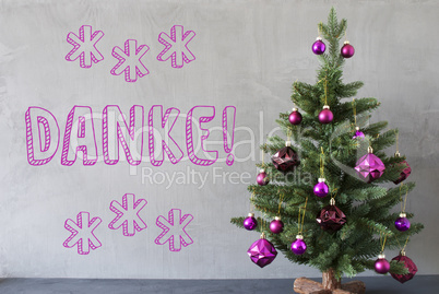 Christmas Tree, Cement Wall, Danke Means Thank You