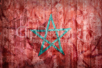 Grunge style of Morocco flag on a brick wall