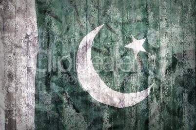 Grunge style of Pakistan flag on a brick wall