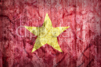 Grunge style of Vietnam flag on a brick wall