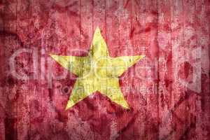Grunge style of Vietnam flag on a brick wall
