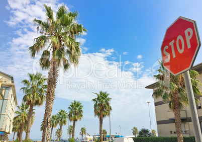 Elegant boulevard with a Stop sign
