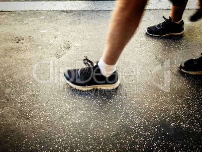 People walking on a walkside