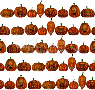 Seamless Halloween pumpkins background - 3D render