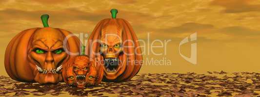 Halloween pumpkins - 3D render