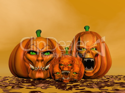 Halloween pumpkins - 3D render