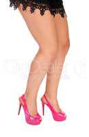 Lovely legs in pink heels.