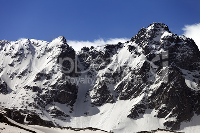 Snow rocks at spring wind day