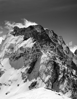 Black and white on winter snow mountain