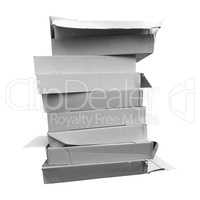 Pile of cardboard boxex in black and white