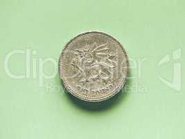 Vintage GBP Pound coin - 1 Pound