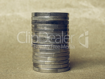 Vintage Euro coins pile