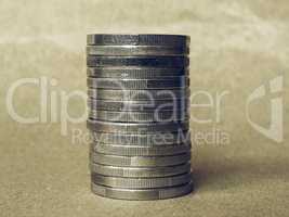 Vintage Euro coins pile