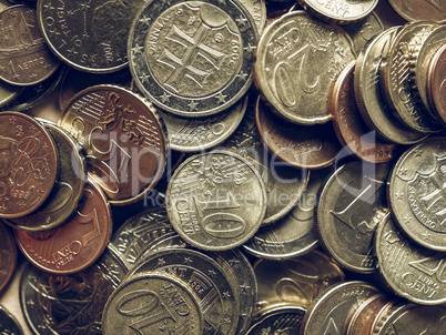 Vintage Euro coins background