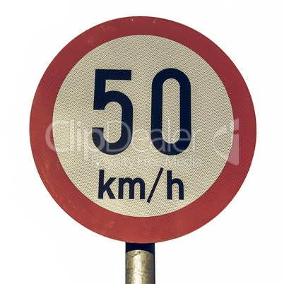 Vintage looking Speed limit sign