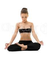 Yoga. Girl meditating sitting in lotus position