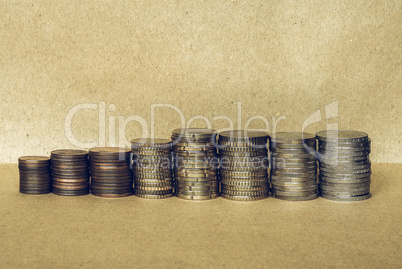 Vintage Euro coins pile