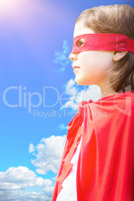 Composite image of side view of girl in red cape