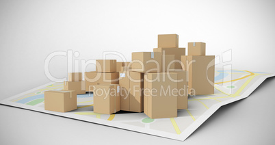 Composite image of arrangements of cardboard boxes