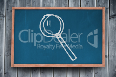 Composite image of magnifying glass over white background