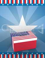 Cardboard box with american flag print