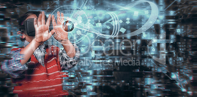 Composite image of boy with virtual reality headset