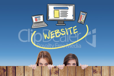 Composite image of technology with website text