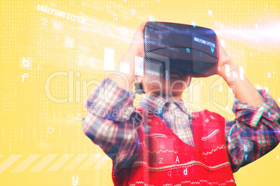 Composite image of children using an oculus