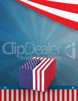 . Cardboard box with american flag print