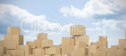Composite image of stack of cardboard containers