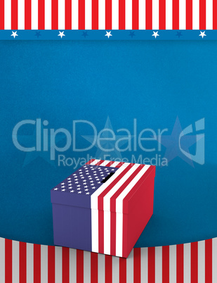 . Cardboard box with american flag print