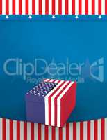 . Cardboard box with american flag print