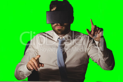 Composite image of man with virtual reality headset