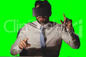 Composite image of man with virtual reality headset