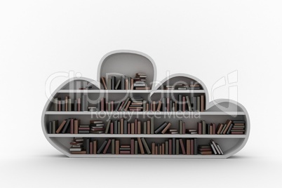 Books arranged on gray cloud shaped bookshelves