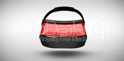 Composite image of red virtual reality simulator over white background