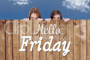 Composite image of hello friday word