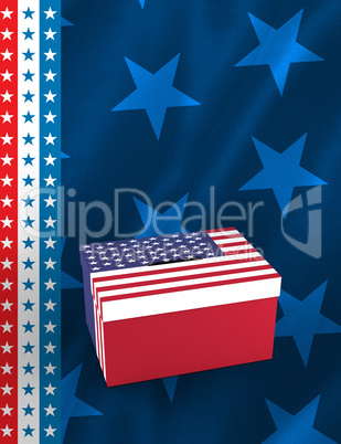 Cardboard box with american flag print