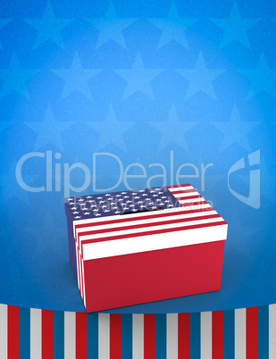 Cardboard box with american flag print