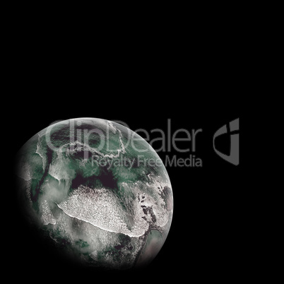 Sea covered earth over white background