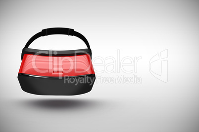 Composite image of red virtual reality simulator over white background