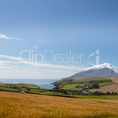 Country scene with mountain