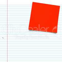 Composite image of close-up of red adhesive note