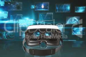 Composite image of digital image of virtual reality simulator
