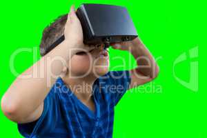 Composite image of children using an oculus
