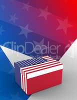 Cardboard box with american flag print