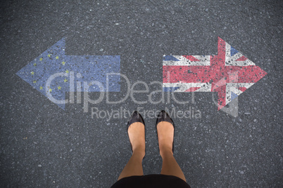 Composite image of businesswomans feet