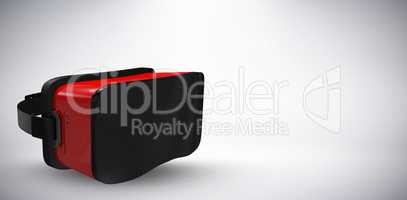 Composite image of red virtual reality simulator against white background