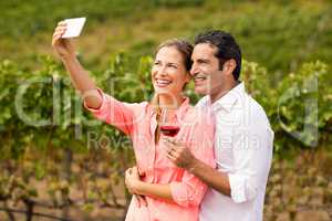 Happy couple taking a selfie