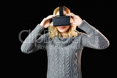 Woman using reality virtual headset